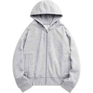 image:imageStelle Zip Up Hoodies for Women Fleece Crop Jackets Long Sleeve Hooded Sweatshirts with Pockets Casual CoatLight Grey