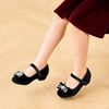 image:imageStelle Dress Shoes for Girls Rhinestone Bow Low Heels for Wedding Party  Flower Girl Sparkling bow detail Cushioned insole Flexible outsole School events Dressup Comfortable fitBlackvelvet