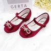 image:imageStelle Dress Shoes for Girls Rhinestone Bow Low Heels for Wedding Party  Flower Girl Sparkling bow detail Cushioned insole Flexible outsole School events Dressup Comfortable fitBurgundyvelvet