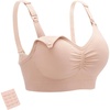 image:imageStelle Nursing Bras Maternity Bra for Breastfeeding Pregnancy Wireless Bralette with Pads Extenders amp Clips1 Pack Almond