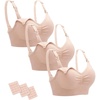image:imageStelle Nursing Bras Maternity Bra for Breastfeeding Pregnancy Wireless Bralette with Pads Extenders amp Clips3 Pack Almond