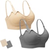 image:imageStelle Nursing Bras Maternity Bra for Breastfeeding Pregnancy Wireless Bralette with Pads Extenders amp ClipsGraybeige