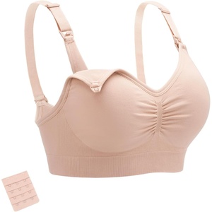 image:imageStelle Nursing Bras Maternity Bra for Breastfeeding Pregnancy Wireless Bralette with Pads Extenders amp Clips1 Pack Almond