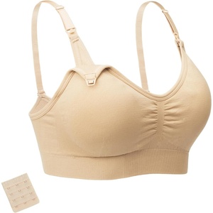 image:imageStelle Nursing Bras Maternity Bra for Breastfeeding Pregnancy Wireless Bralette with Pads Extenders amp Clips1 Pack Beige