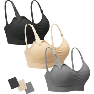 image:imageStelle Nursing Bras Maternity Bra for Breastfeeding Pregnancy Wireless Bralette with Pads Extenders amp Clips3 Blackgraybeige