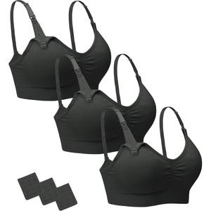 image:imageStelle Nursing Bras Maternity Bra for Breastfeeding Pregnancy Wireless Bralette with Pads Extenders amp Clips3 Pack Black