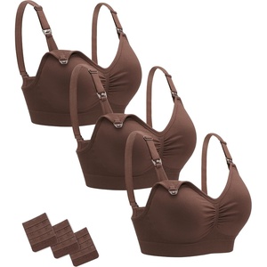 image:imageStelle Nursing Bras Maternity Bra for Breastfeeding Pregnancy Wireless Bralette with Pads Extenders amp Clips3 Pack Cocoa
