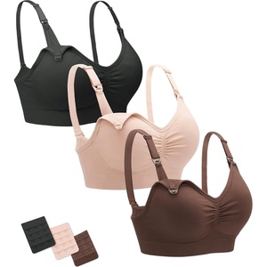 image:imageStelle Nursing Bras Maternity Bra for Breastfeeding Pregnancy Wireless Bralette with Pads Extenders amp ClipsBlackalmondcocoa