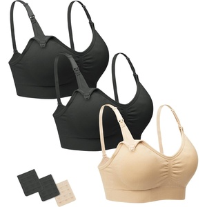 image:imageStelle Nursing Bras Maternity Bra for Breastfeeding Pregnancy Wireless Bralette with Pads Extenders amp ClipsBlackblackbeige