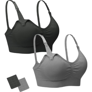 image:imageStelle Nursing Bras Maternity Bra for Breastfeeding Pregnancy Wireless Bralette with Pads Extenders amp ClipsBlackgray