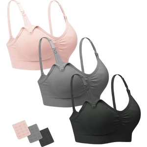 image:imageStelle Nursing Bras Maternity Bra for Breastfeeding Pregnancy Wireless Bralette with Pads Extenders amp ClipsBlackgrayrose Pink