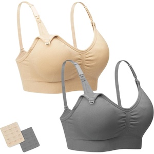 image:imageStelle Nursing Bras Maternity Bra for Breastfeeding Pregnancy Wireless Bralette with Pads Extenders amp ClipsGraybeige