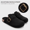 image:imageStelle Suede Clogs for Women Men Potato Shoes with Arch Support Leather Cork Footbed Mules Slip on Home SlippersBlackleather