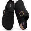 image:imageStelle Suede Clogs for Women Men Potato Shoes with Arch Support Leather Cork Footbed Mules Slip on Home SlippersBlackleather