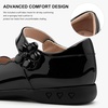image:imageStelle Girls Mary Jane Shoes School Uniform Flats Dress Shoes Oxford Church Music RecitalsLittleBig Kids  Flower detail Scalloped trim Cushioned comfort Flexible outsole Hookandloop closure Dress occasionsPublack Patent