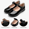 image:imageStelle Girls Mary Jane Shoes School Uniform Flats Dress Shoes Oxford Church Music RecitalsLittleBig Kids  Flower detail Scalloped trim Cushioned comfort Flexible outsole Hookandloop closure Dress occasionsPublack Patent