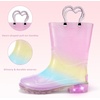 image:imageStelle Girls Rain Boots for Kids Light Up Gitter Boots  Cute Heart Handles NonSlip Outsole Waterproof Flexible Upper Lightweight Outdoor Play Rain Puddle Toddler to Big KidsRainbow