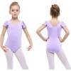 image:imageStelle Girls Ballet Leotard Ruffle Short Sleeve for Dance Gymnastics  Scoop neckline Soft stretch fabric Breathable comfort Leotard for girls Ballet class Gymnastics Dance recitalLavender