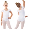 image:imageStelle Girls Ballet Leotard Ruffle Short Sleeve for Dance Gymnastics  Scoop neckline Soft stretch fabric Breathable comfort Leotard for girls Ballet class Gymnastics Dance recitalWhite