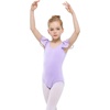 image:imageStelle Girls Ballet Leotard Ruffle Short Sleeve for Dance Gymnastics  Scoop neckline Soft stretch fabric Breathable comfort Leotard for girls Ballet class Gymnastics Dance recitalLavender