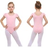 image:imageStelle Girls Ballet Leotard Ruffle Short Sleeve for Dance Gymnastics  Scoop neckline Soft stretch fabric Breathable comfort Leotard for girls Ballet class Gymnastics Dance recitalBallet Pink