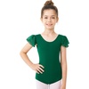 image:imageStelle Girls Ballet Leotard Ruffle Short Sleeve for Dance Gymnastics  Scoop neckline Soft stretch fabric Breathable comfort Leotard for girls Ballet class Gymnastics Dance recitalGreen