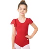 image:imageStelle Girls Ballet Leotard Ruffle Short Sleeve for Dance Gymnastics  Scoop neckline Soft stretch fabric Breathable comfort Leotard for girls Ballet class Gymnastics Dance recitalRed