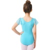 image:imageStelle Girls Ballet Leotard Ruffle Short Sleeve for Dance Gymnastics  Scoop neckline Soft stretch fabric Breathable comfort Leotard for girls Ballet class Gymnastics Dance recitalPool Blue