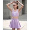 image:imageStelle Girls Metallic Dance Tops Shiny Athletic Crop Tank Cross Back  Sparkly Shiny Sleeveless Scoop Neck Stretchy Comfortable Cheer Party Dancewear Gymnastics Kids Youth TumblingLavender