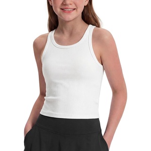 image:imageStelle Girls Athletic Tank Top for Dance Sports 615Y  Sleeveless High Neck Sleek Racerback Waist Length Tight Fit Breathable Ribbed Crop Tops for Teen Girl KidsWhite
