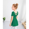 image:imageStelle Ballet Leotards for Girls Toddler Ballet Outfit Dance Leotard Dress  Ballerina Outfit Dress CrissCross amp Bow Back Soft Stretch Fabric Short Sleeve Dance Recital Gymnastics PerformanceStyle 1greencross Back