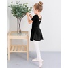 image:imageStelle Ballet Leotards for Girls Toddler Ballet Outfit Dance Leotard Dress  Ballerina Outfit Dress CrissCross amp Bow Back Soft Stretch Fabric Short Sleeve Dance Recital Gymnastics PerformanceStyle 1blackcross Back