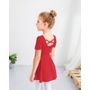 image:imageStelle Ballet Leotards for Girls Toddler Ballet Outfit Dance Leotard Dress  Ballerina Outfit Dress CrissCross amp Bow Back Soft Stretch Fabric Short Sleeve Dance Recital Gymnastics PerformanceStyle 1redcross Back