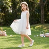 image:imageStelle Dress Shoes for Girls Mary Jane Flats with Bow for School Party  Decorative bow Hookandloop closure Cushioned comfort Flower girl Flexible outsole Patent finish WeddingWhite