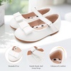 image:imageStelle Dress Shoes for Girls Mary Jane Flats with Bow for School Party  Decorative bow Hookandloop closure Cushioned comfort Flower girl Flexible outsole Patent finish WeddingWhite2