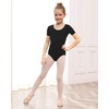 image:imageStelle Girls Cotton Ballet Dance Leotard with Bow Back for Dance Class  Cotton Soft stretch fabric Breathable Comfort fit Leotard for girls Toddler Ballet class Gymnastics Dance recital1black