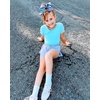 image:imageStelle Girls Cotton Ballet Dance Leotard with Bow Back for Dance Class  Cotton Soft stretch fabric Breathable Comfort fit Leotard for girls Toddler Ballet class Gymnastics Dance recital1pool Blue
