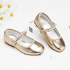 image:imageStelle Girls Dress Shoes Beaded Mary Jane Flats for Flower Girl Party  Pearl and rhinestone Hookandloop strap Flexible outsole Cushioned insole School uniform Wedding Dress occasionsGold