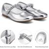 image:imageStelle Girls Dress Shoes Beaded Mary Jane Flats for Flower Girl Party  Pearl and rhinestone Hookandloop strap Flexible outsole Cushioned insole School uniform Wedding Dress occasionsSilver