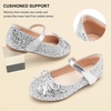 image:imageStelle Girls Dress Shoes Mary Jane Flats for School Party Flower Girl  Hookandloop closure Princess shoes Cushioned comfort Uniform Wedding Dress occasions Patent finish Glitter finishSiliver2