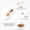 image:imageStelle Girls Dress Shoes Mary Jane Flats for School Party Flower Girl  Hookandloop closure Princess shoes Cushioned comfort Uniform Wedding Dress occasions Patent finish Glitter finishWhite