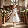 image:imageStelle Girls Dress Shoes Mary Jane Flats for School Party Flower Girl  Hookandloop closure Princess shoes Cushioned comfort Uniform Wedding Dress occasions Patent finish Glitter finish1white