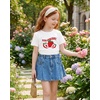 image:imageStelle Girls Graphic T Shirt Cotton Crewneck Short Sleeve Casual Tee  Classic fit Short sleeve Soft cotton blend Breathable Stretch Graphic print School Playdates Vacation Girls tshirtStrawberrywhite