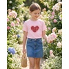 image:imageStelle Girls Graphic T Shirt Cotton Crewneck Short Sleeve Casual Tee  Classic fit Short sleeve Soft cotton blend Breathable Stretch Graphic print School Playdates Vacation Girls tshirtCali Heartpink