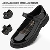image:imageStelle Girls Mary Jane Shoes School Uniform Flats Dress Shoes Detachable Bow Chunky Formal for LittleBig Kids  Removable bow Cushioned comfort Flexible outsole Flower girl Party Comfortable allday wearPublack Pat