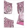 image:imageStelle Girls Metallic Hip Hop Pants Shiny Cargo Joggers Pant  Shiny Leggings Sequin Sparkly Material Adjustable Drawstring School Events Disco Street Running Kids YouthMetal Pink