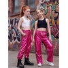 image:imageStelle Girls Metallic Hip Hop Pants Shiny Cargo Joggers Pant  Shiny Leggings Sequin Sparkly Material Adjustable Drawstring School Events Disco Street Running Kids YouthMetal Fuchsia