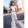 image:imageStelle Girls Metallic Hip Hop Pants Shiny Cargo Joggers Pant  Shiny Leggings Sequin Sparkly Material Adjustable Drawstring School Events Disco Street Running Kids YouthHolograph Silver