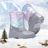 image:imageStelle Girls Snow Boots with Zipper Kids Boys Winter Outdoor Boots  NonSlip Waterproof TPR Outsole Warm Faux Fur Insulated Lining Easy Onoff Cozy Midcalf Fit with Bungee Adjuster for ToddlerHolo Frost