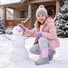 image:imageStelle Girls Snow Boots with Zipper Kids Boys Winter Outdoor Boots  NonSlip Waterproof TPR Outsole Warm Faux Fur Insulated Lining Easy Onoff Cozy Midcalf Fit with Bungee Adjuster for ToddlerMarshmellow Marble